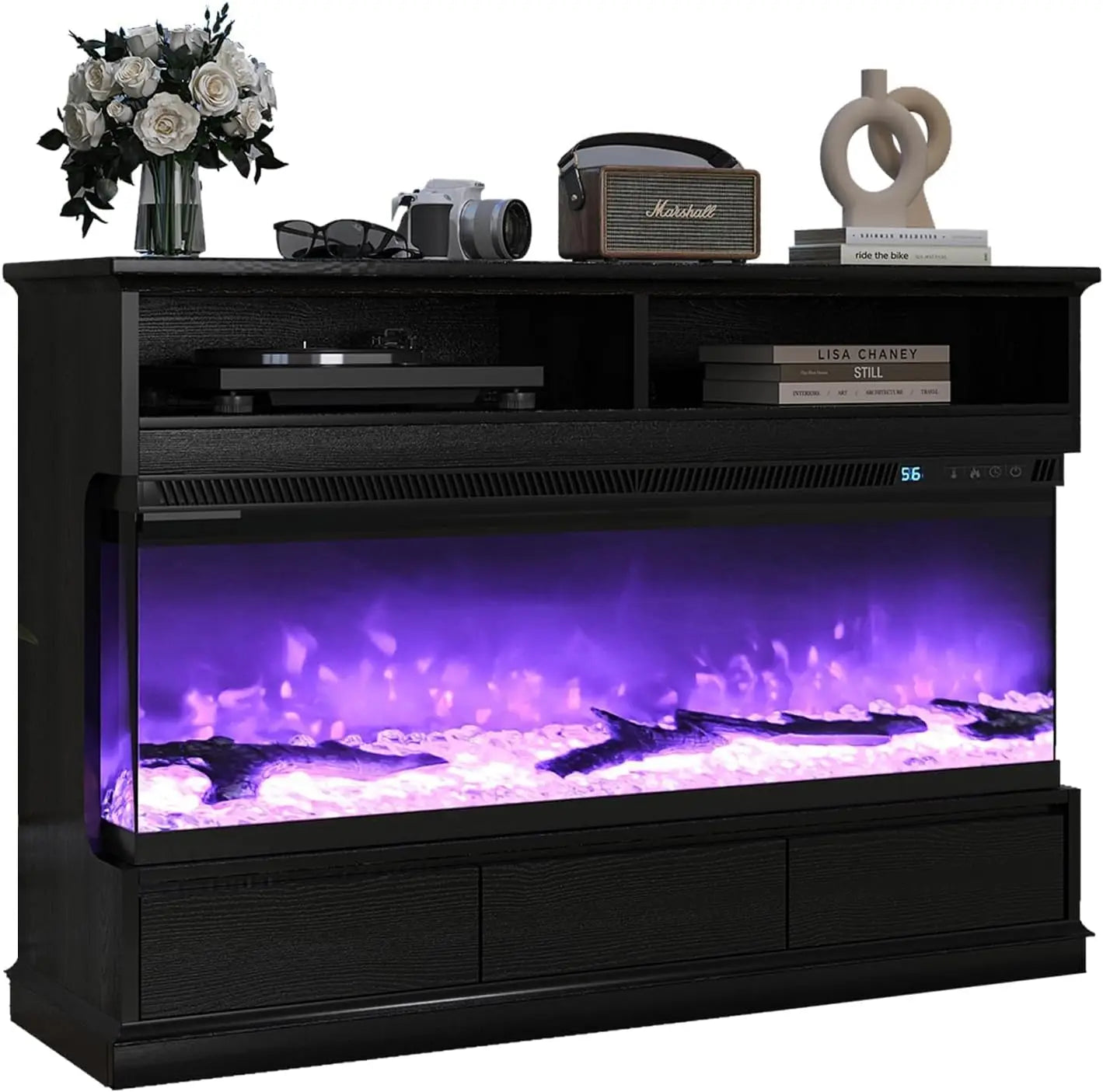 Fireplace TV Stand with 50" Electric Fireplace and 3 Drawers