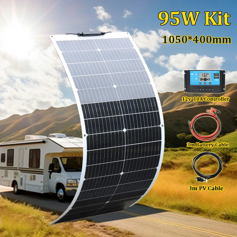 12V Solar Panel 150W 300W 450W Flexible Photovoltaic Charger for Camping
