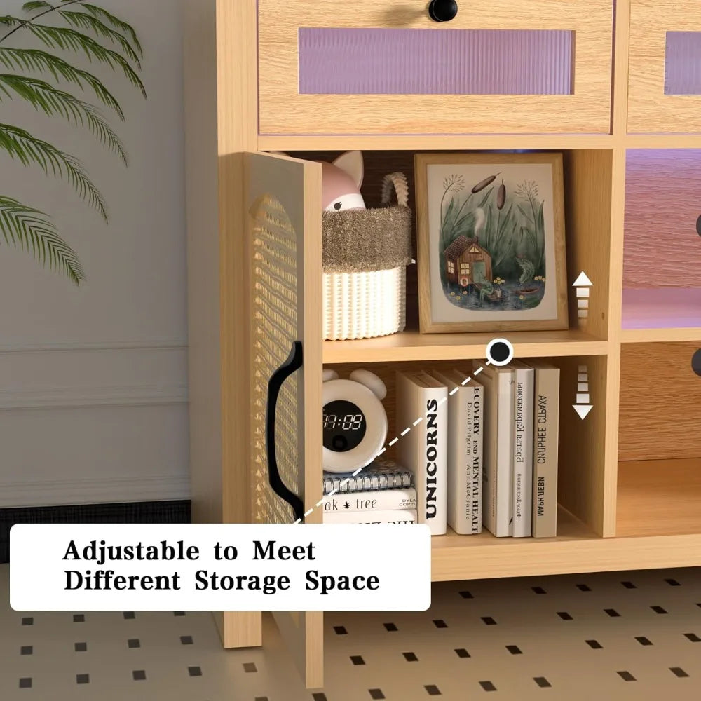 LED TV Stand for 65 Inch TV Modern Entertainment Center with Storage