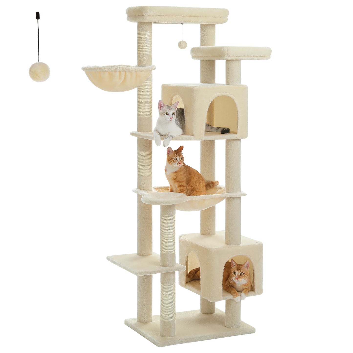 175cm Cat Tree for Large Cats with Hammock Condo Perch Scratching Posts