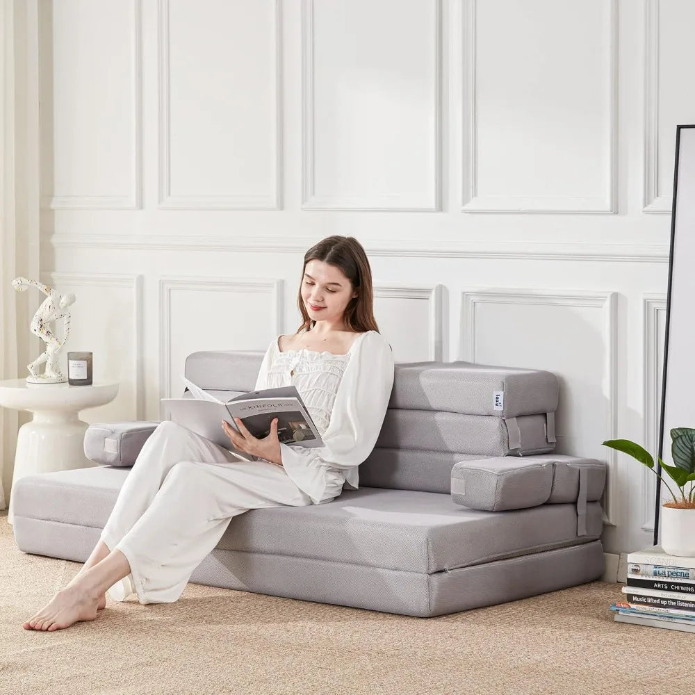 Sleep 4 Inch Foldable Mattress Portable Couch with Headrest