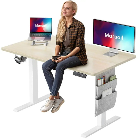 Adjustable Electric Standing Desk Modern Home Office with Storage Hook