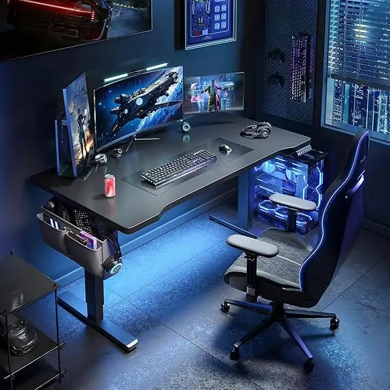 Electric Standing Desk with LED Height Adjustable 48 x 24 Inch Gaming Desk