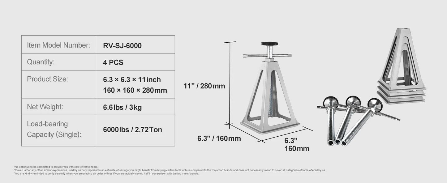 Ljustra 4 Pack RV Stabilizer Jack 6000 Lbs Leveling Jacks for Trailer