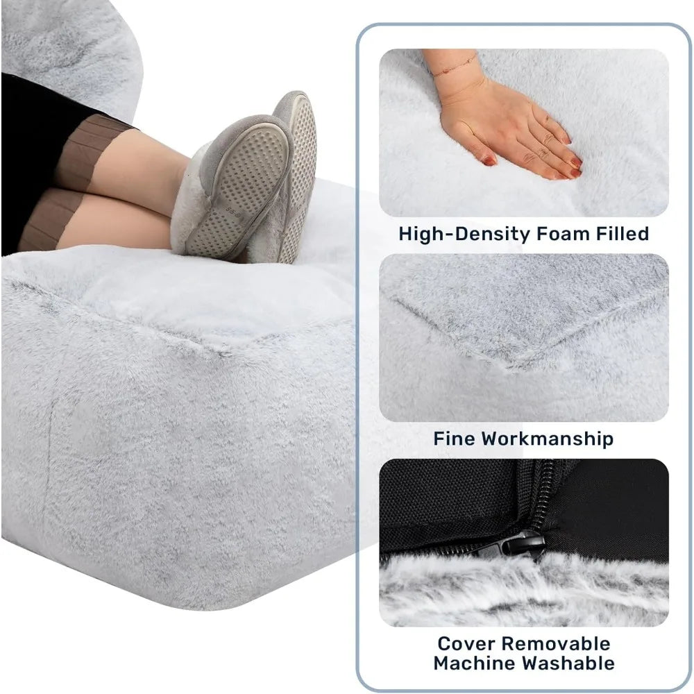 15 Inch Bean Bag Ottoman Pouf Memory Foam Footstool Accent Stool