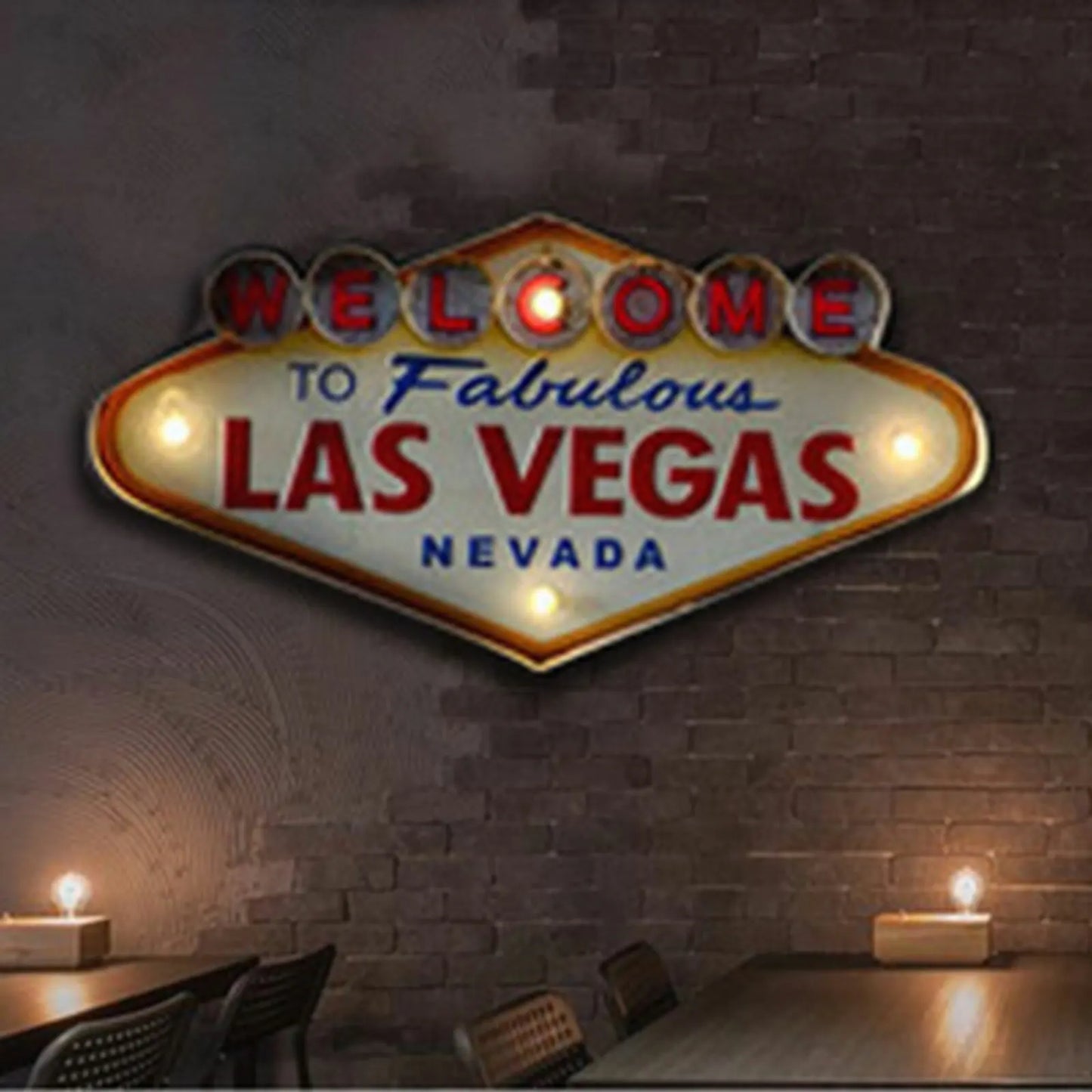 Welcome to Las Vegas Neon Sign LED Vintage Metal Light for Bar Cafe Home