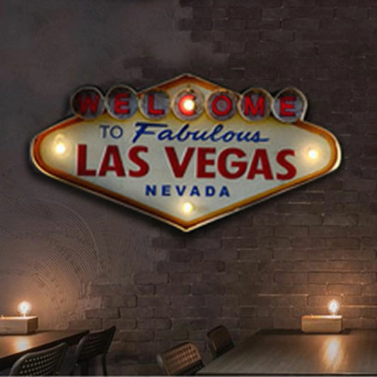Welcome to Las Vegas Neon Sign LED Vintage Metal Light for Bar Cafe Home