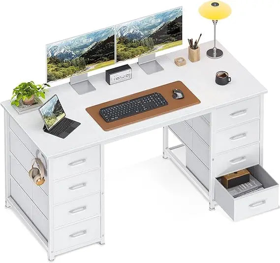 48 Inch Modern Computer Desk with 8 Drawers for Home Office Gaming
