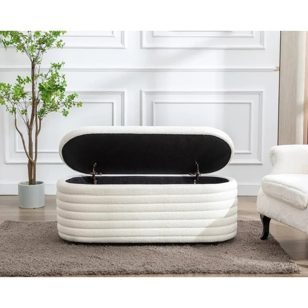Ljustra Storage Teddy Ottoman Bench Upholstered Fabric Storage Seat