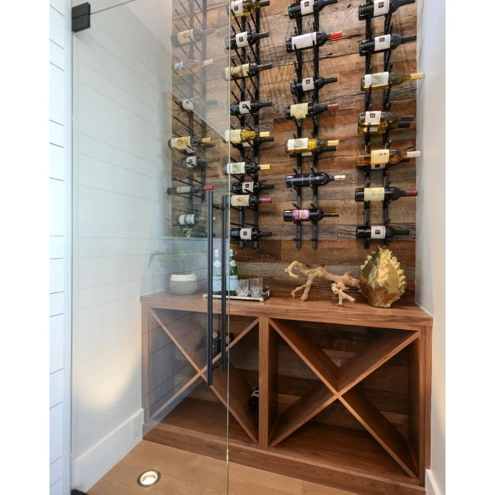 Wall Mounted Wine Rack Modern Metal Storage for 24 Bottles 4 Foot