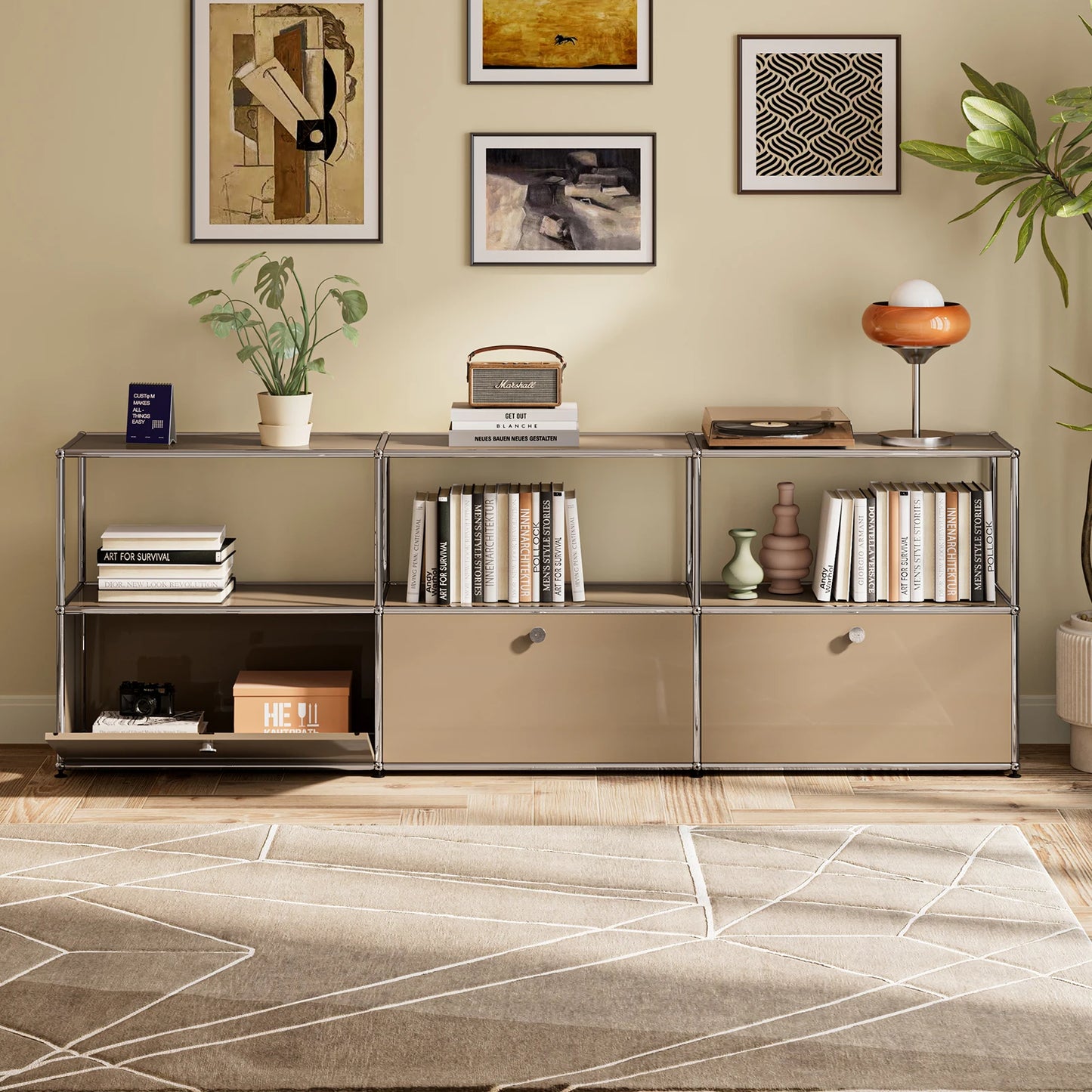 Modern Stainless Steel Storage Cabinet Organizer for Living Room Office