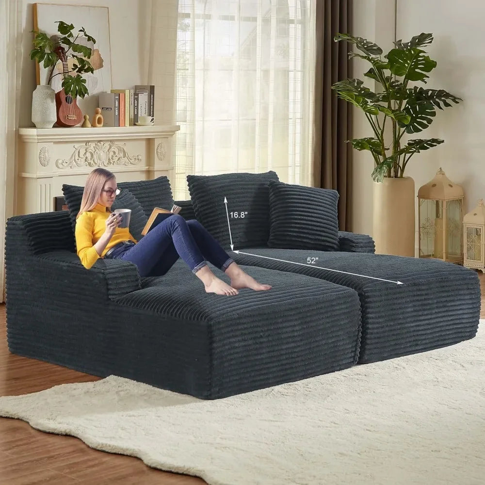 Ljustra 78 Oversized Double Chaise Lounge Couch Indoor Sectional Sofa
