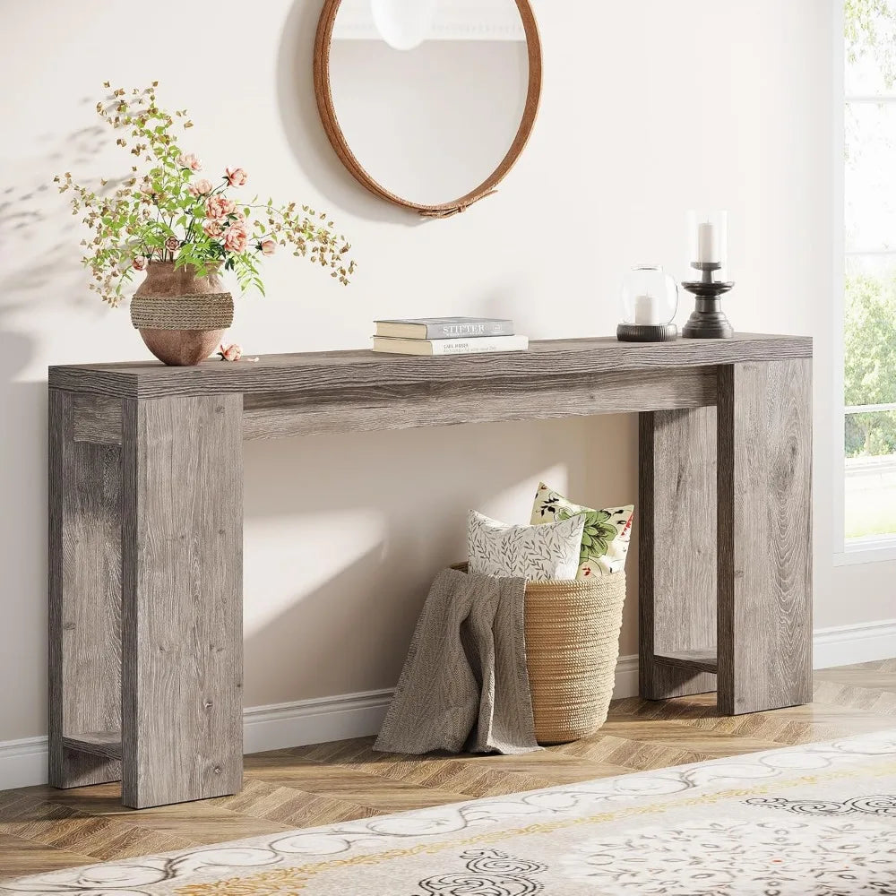 70.9 Inch Extra Long Farmhouse Console Table Narrow Entryway Sofa Table