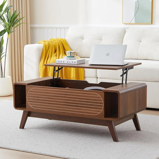 Small Lift Top Coffee Table with Hidden Compartment Modern Storage