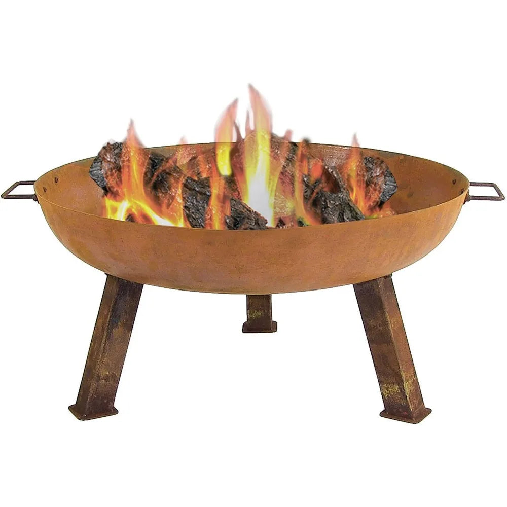 30Inch Heavy Duty Cast Iron Fire Pit Wood Burning Outdoor Bowl