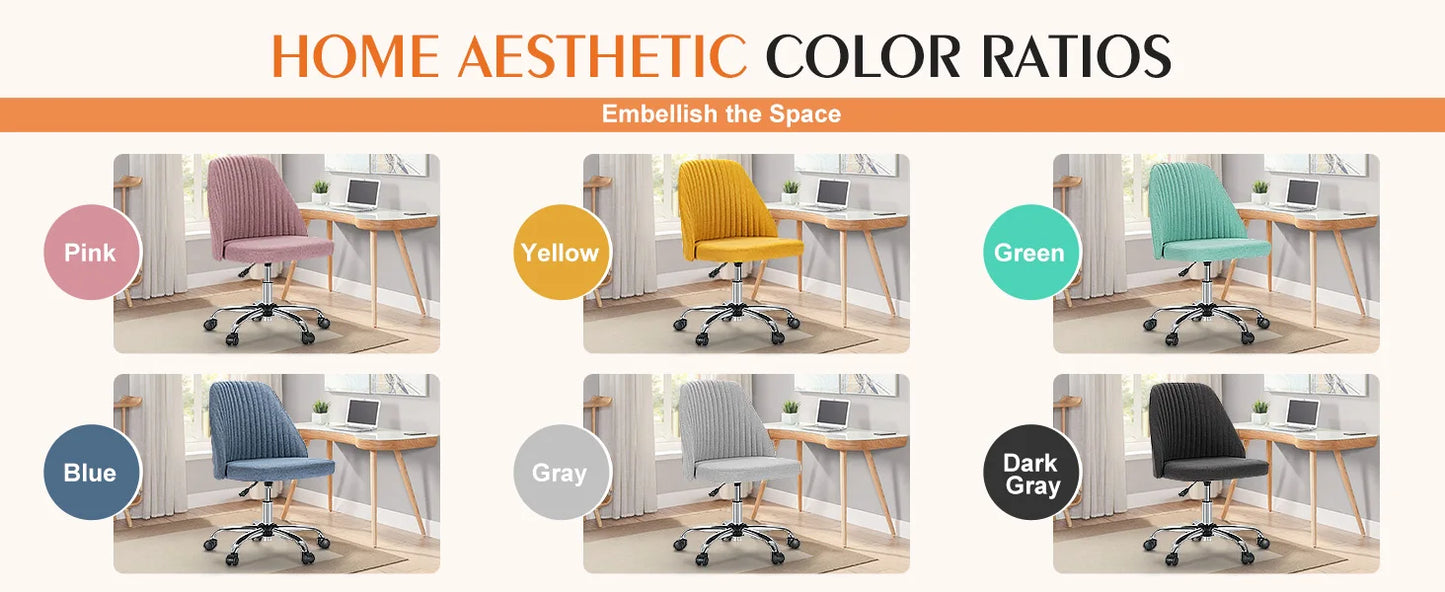 Ljustra Simple Deluxe Armless Office Desk Chair Modern Swivel Chair