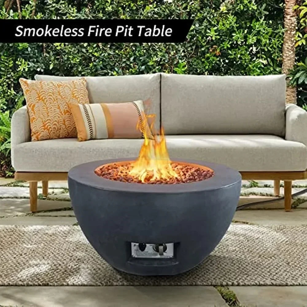 25 Inch Propane Fire Table 50000 BTU Concrete Fire Pit for Outdoor Use