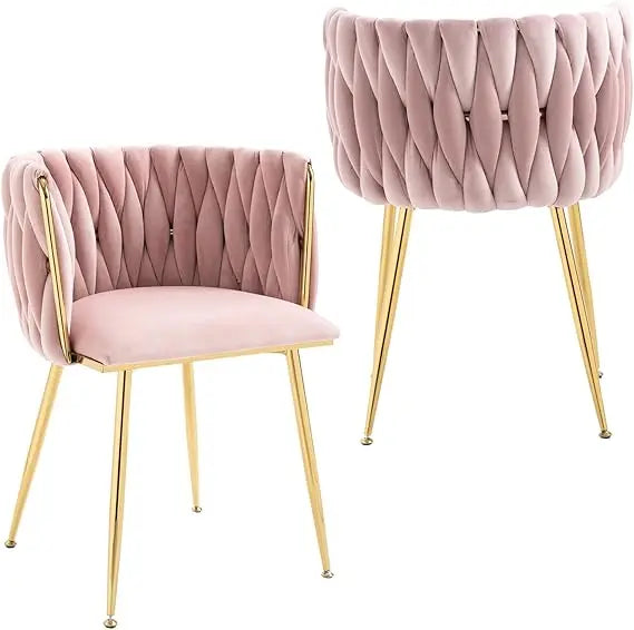 Velvet Dining Chairs Set of 2 Modern Accent Chairs with Gold Legs