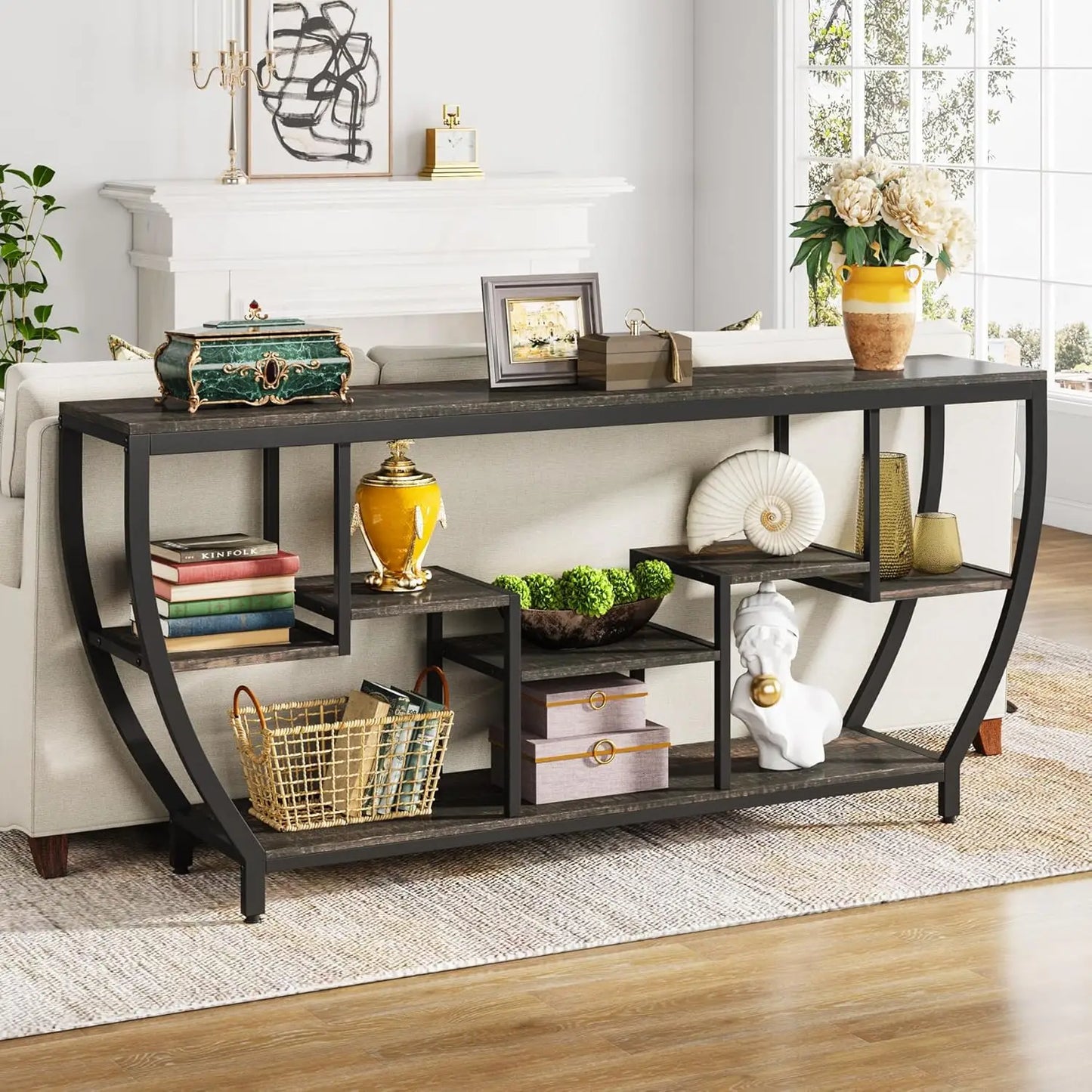 Sofa Table with Storage Console Table for Living Room Entryway TV Stand