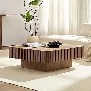 Modern Round Coffee Table Solid Wood Grey 31.5 Inch for Living Room