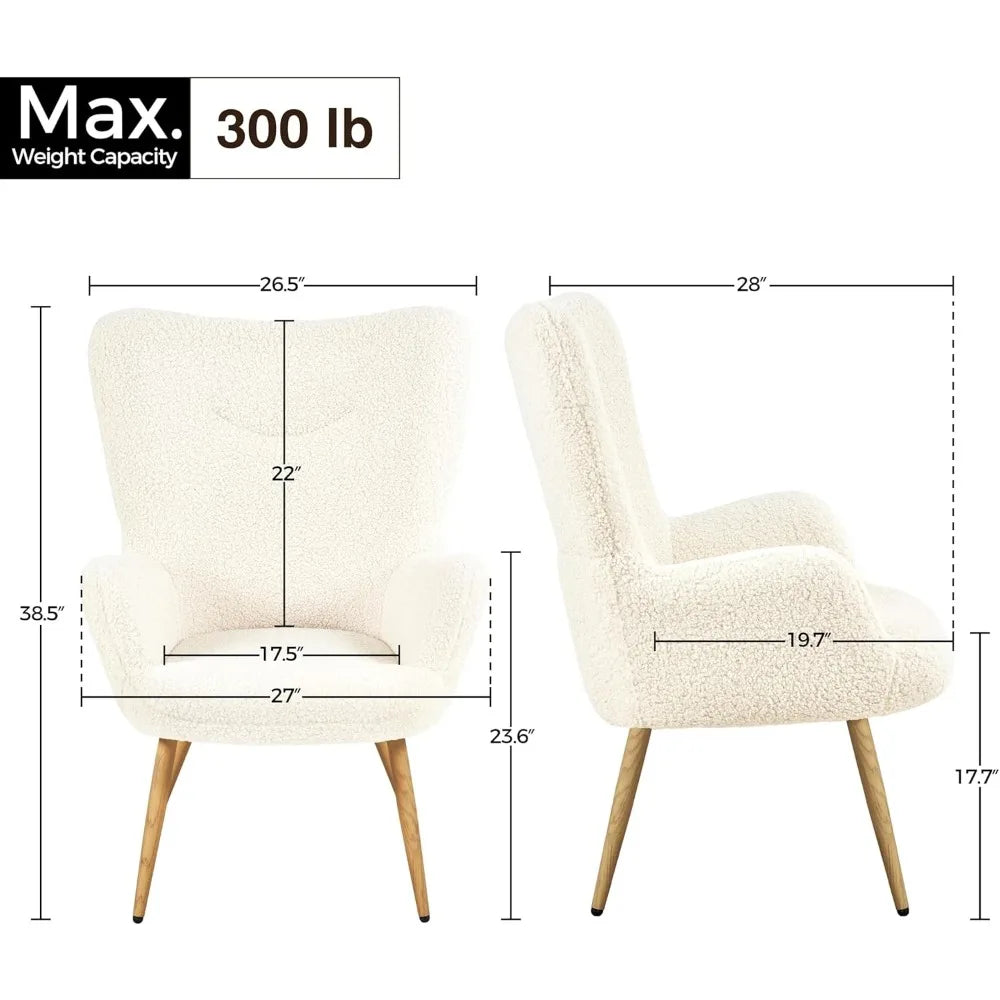 Accent Chair Modern Boucle Vanity Chair Wing Back Living Room Office