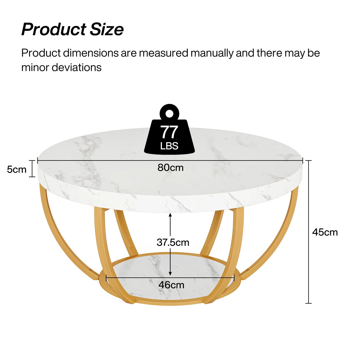 Ljustra Modern Round Coffee Table 31.7 Inch Industrial Design