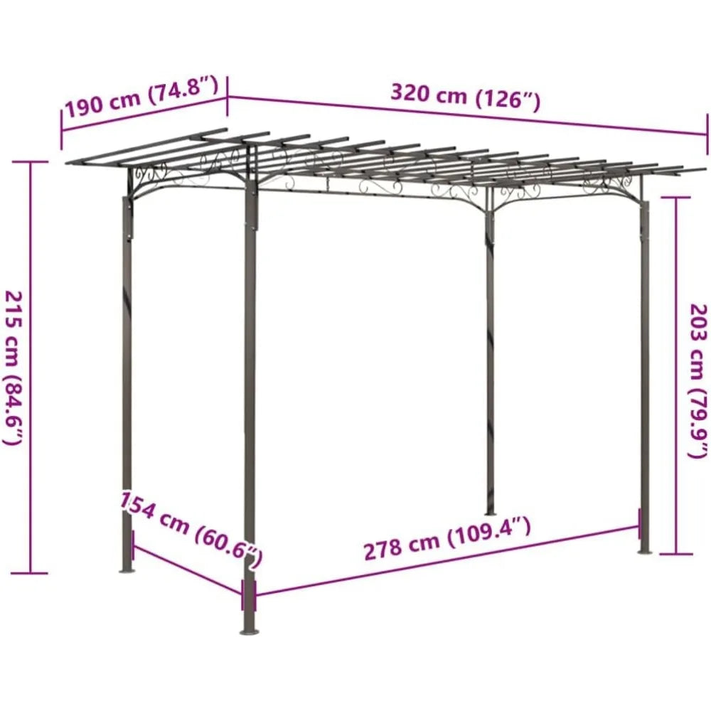 Ljustra Garden Arbor Arch Steel Rose Archway Outdoor Pergola 7ft High