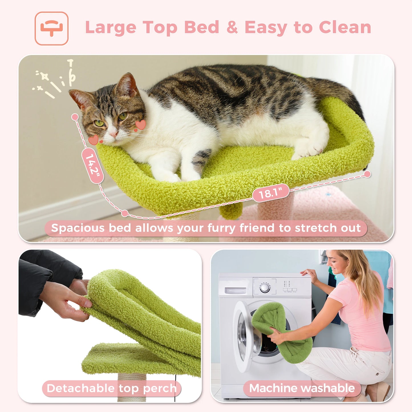 Stable Cat Tree Tower with Scratching Post Hammock Condo for Cats