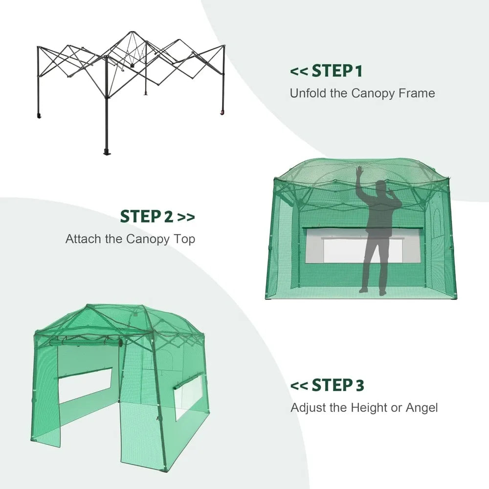 Portable 11x8.5 FT Walk-in Greenhouse Heavy Duty Adjustable Canopy