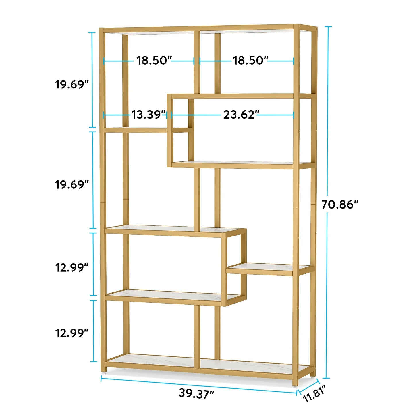 Tribesigns Gold 8-Shelf Etagere Bookcase Modern Display Shelf