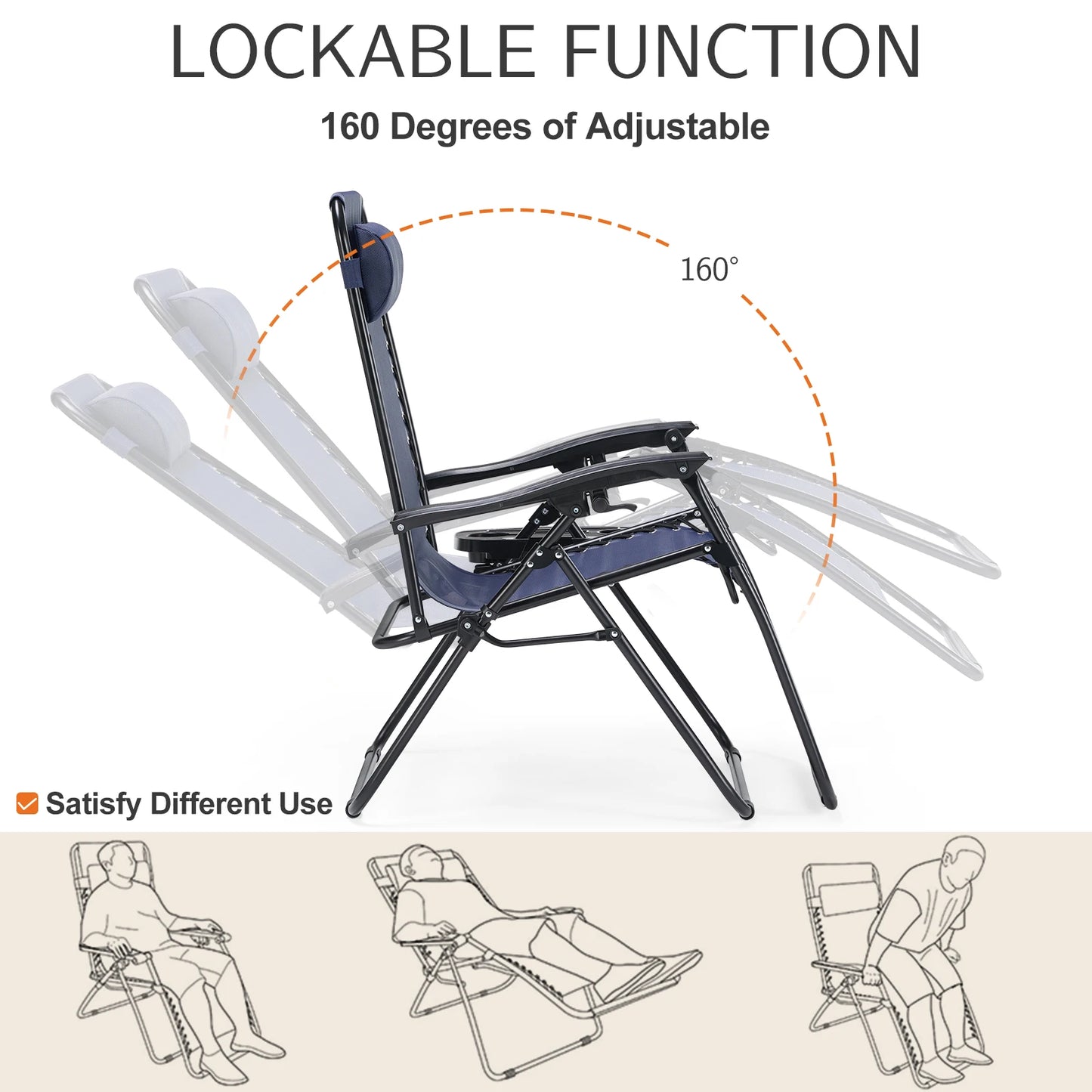 Portable Zero Gravity Recliner Camping Lounge Chair Set of 2