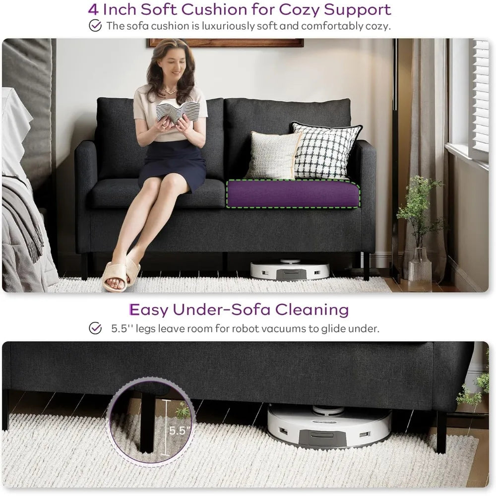 Ljustra Modern Small Loveseat Sofa Couch 51" Upholstered 2-Seater