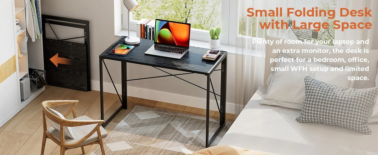 Folding Desk Portable Computer Table Space Saving Home Office Use