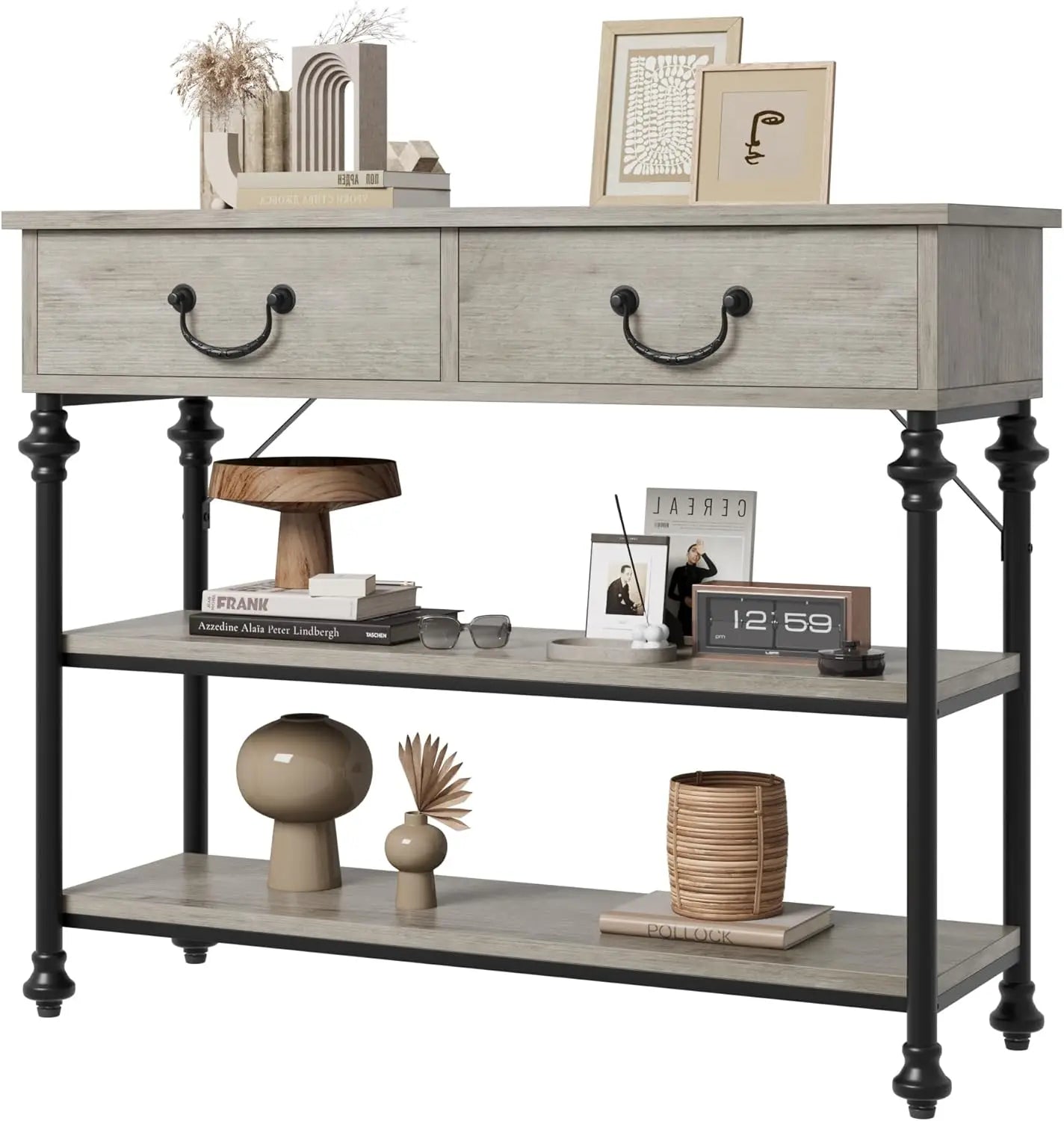 Console Table for Entryway Small Table with 2 Drawers and Storage Shelves