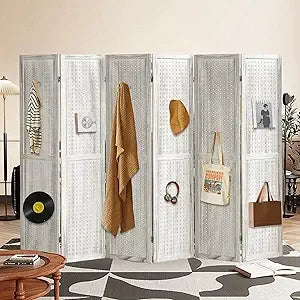4 Panel Room Divider Folding Privacy Screen Pegboard Display Board