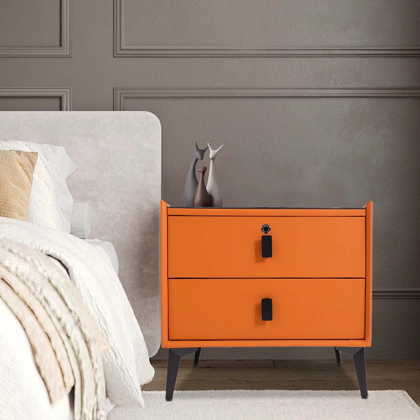 Smart Bedside Table with Bluetooth Speaker and USB Charging Drawers