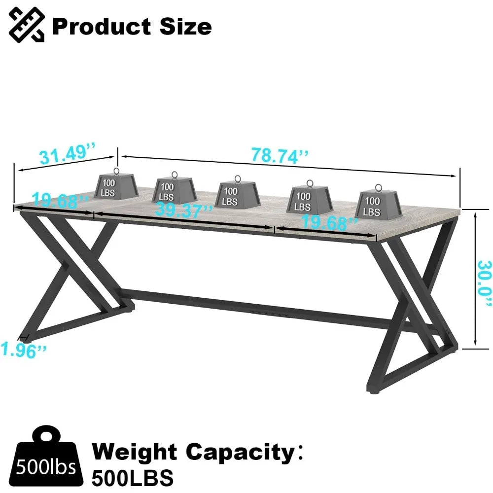 Modern Long Office Desk Large Wood Metal Computer Industrial Workstation