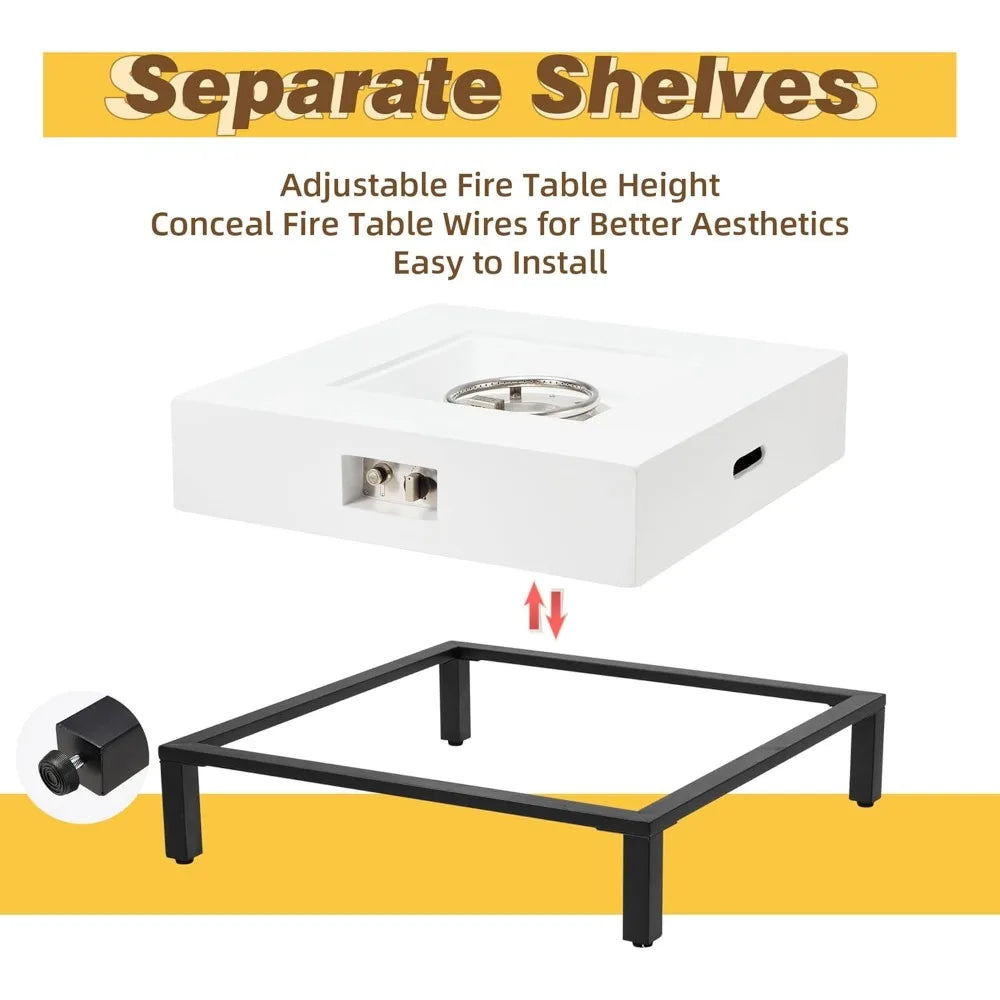 32 Inch Square Propane Fire Pit Table Outdoor Gas Fireplace Patio
