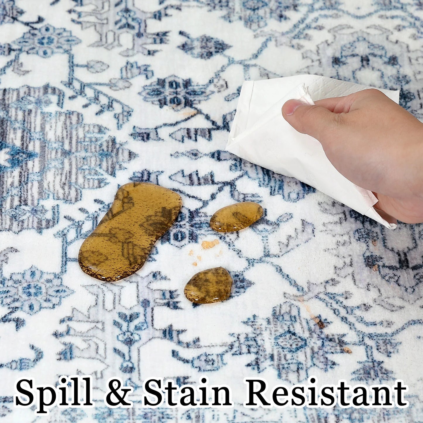 Ljustra Area Rug 122x183cm Washable Boho Entryway Doormat Vintage Carpet