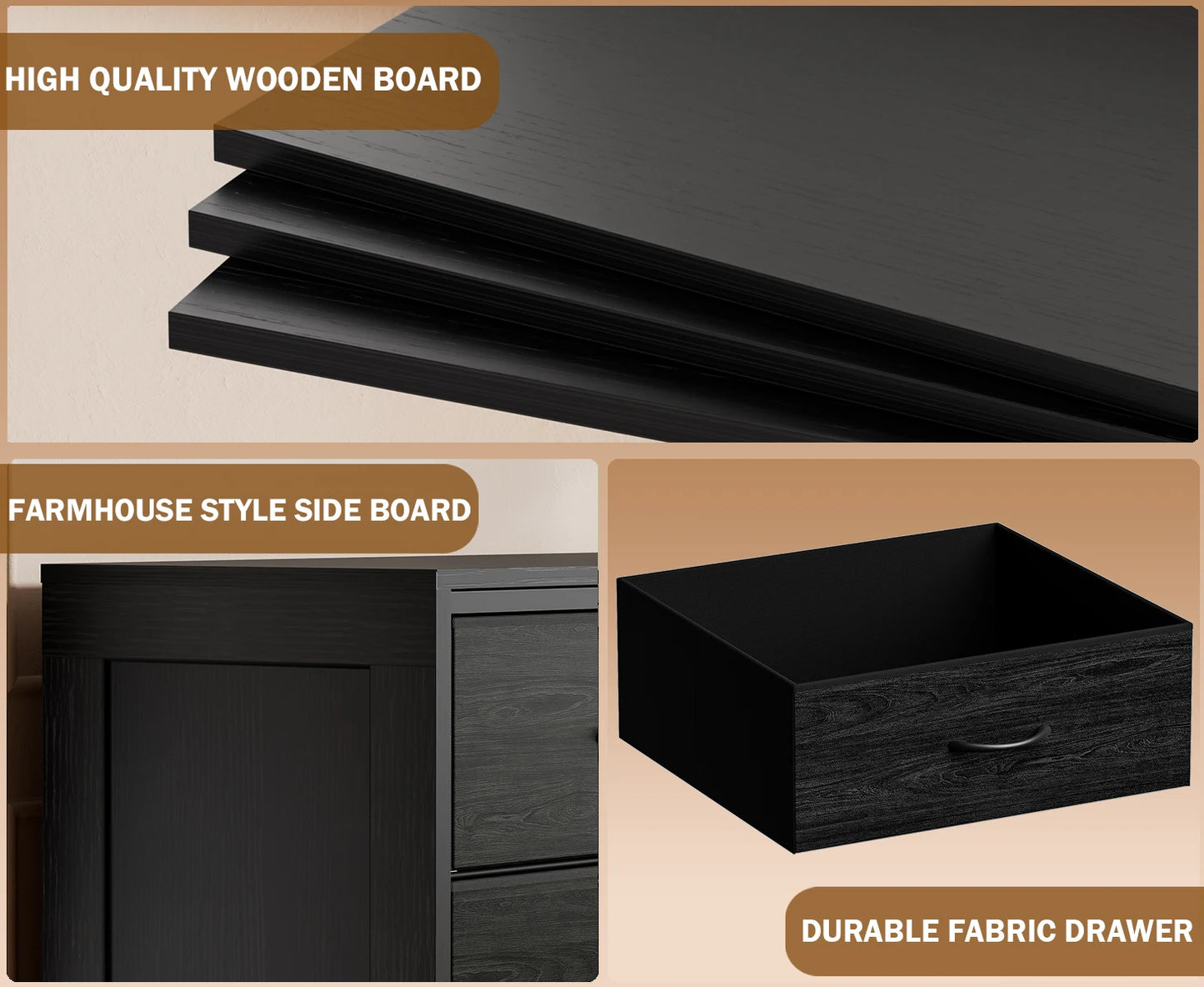 Ljustra 9 Drawer Wide Chest of Drawers Fabric Storage Dresser