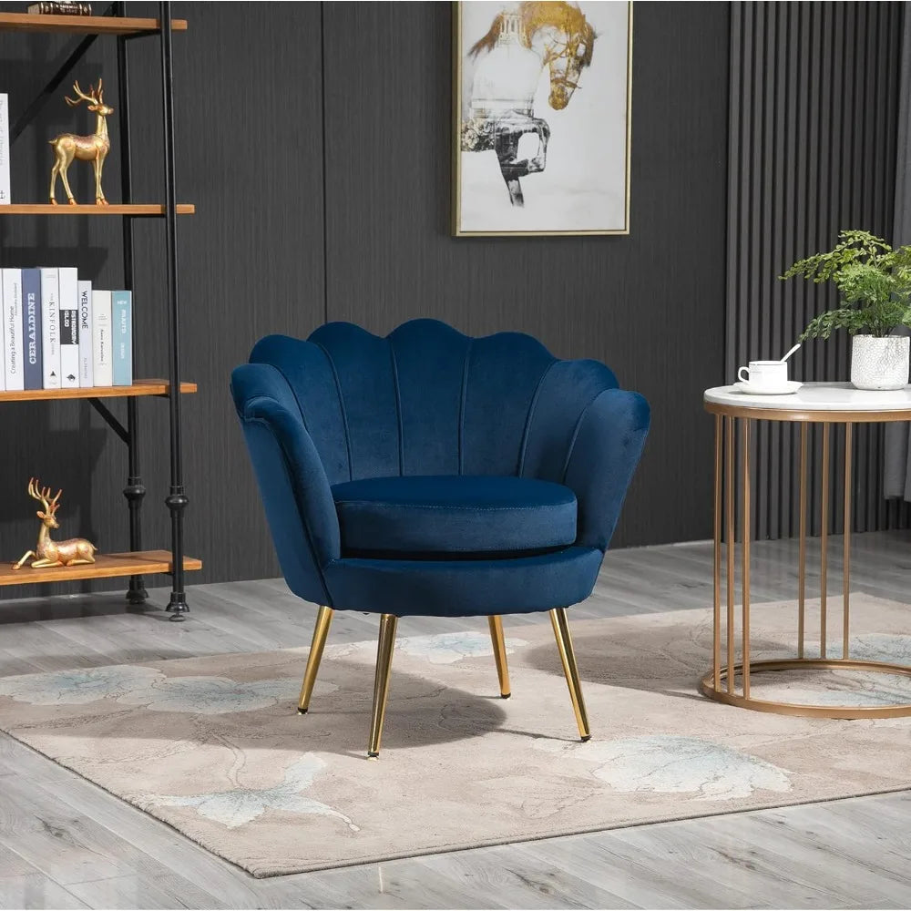 Elegant Velvet Accent Chair Set of 2 with Gold Legs for Living Room