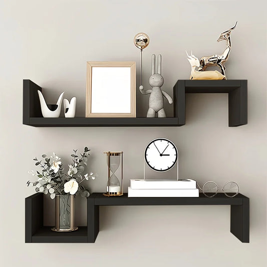 2 PCS Floating Shelf Wall Mounted Storage Strong Eco-Friendly Simple Install