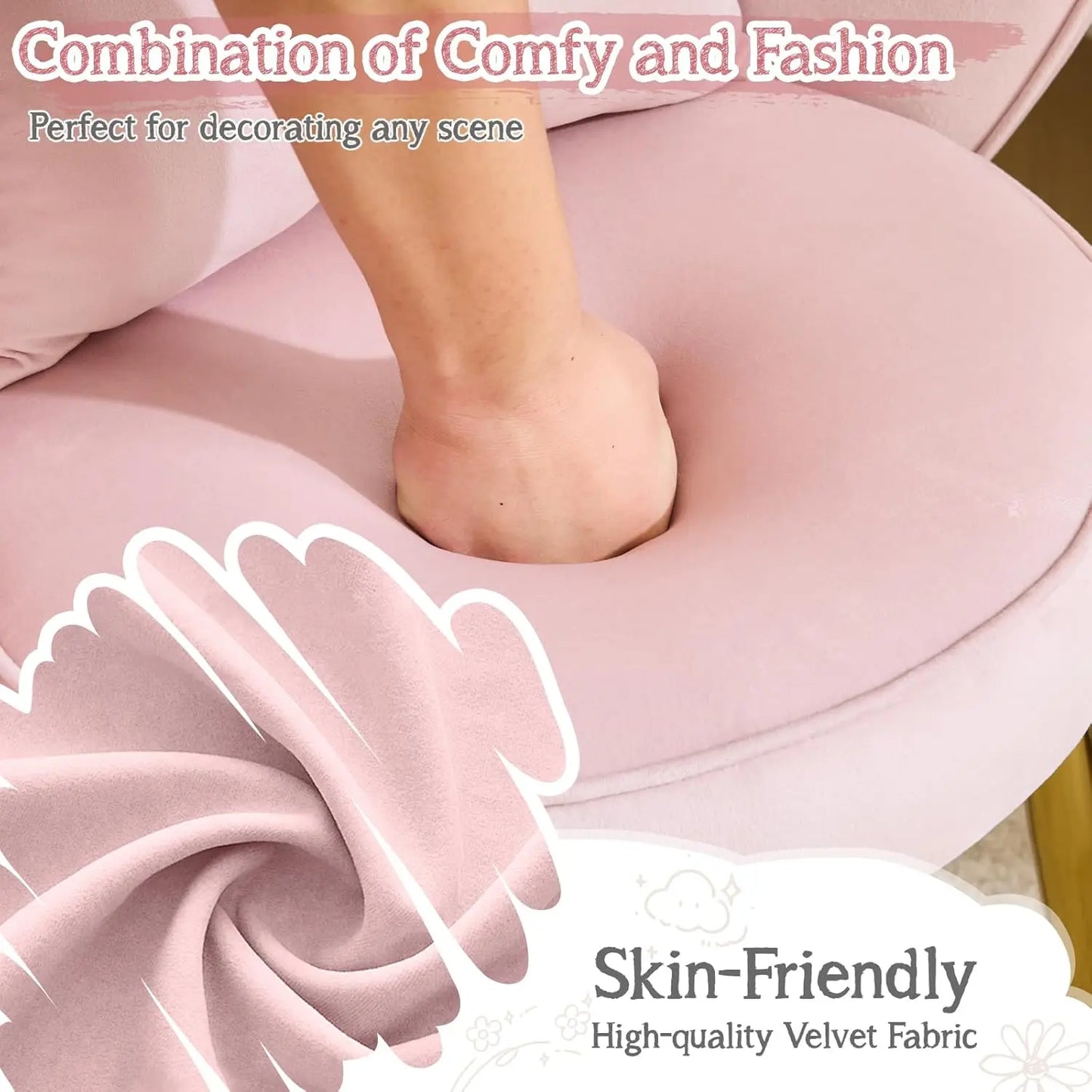 Petal Makeup Vanity Chair Cute Girls Desk Chair Modern Accent Chair