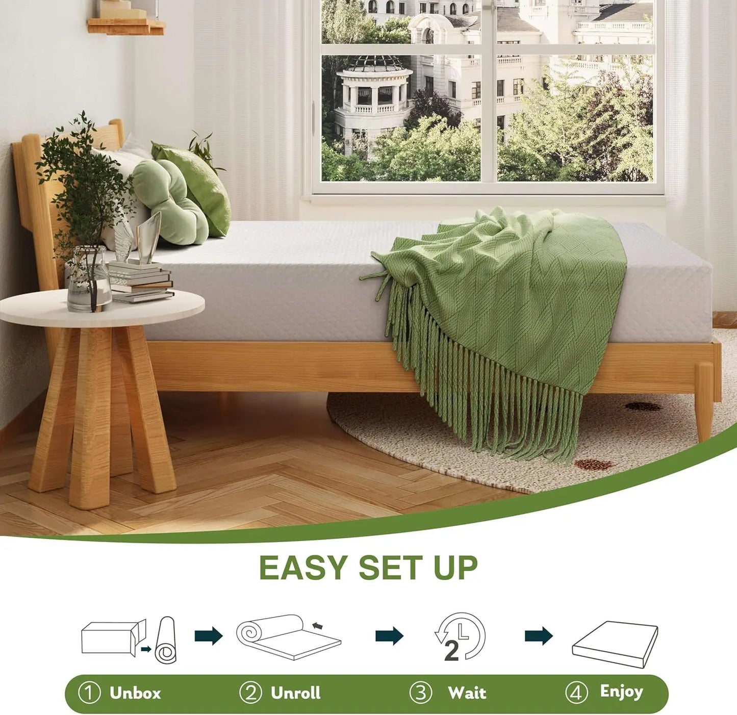 Ljustra Full Size 8 Inch Memory Foam Mattress in a Box Cooling Gel