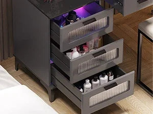 RGB Vanity Makeup Desk with 6 Drawers Smart Lighting and Charging Station