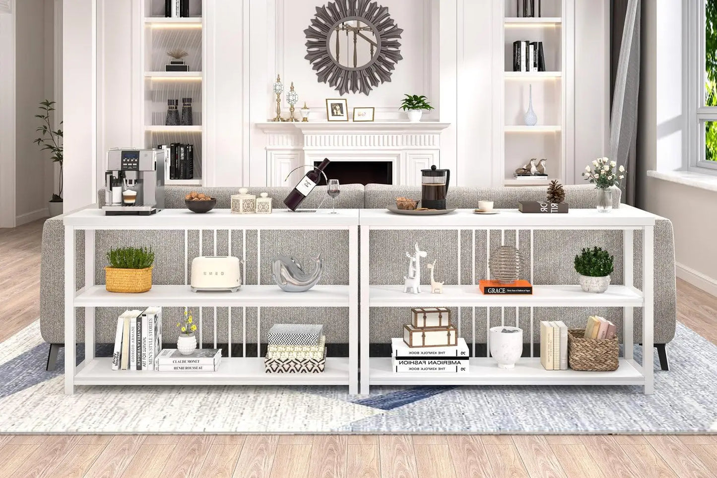 Modern 3 Tier Console Table Entryway Foyer Sofa Table Living Room Storage