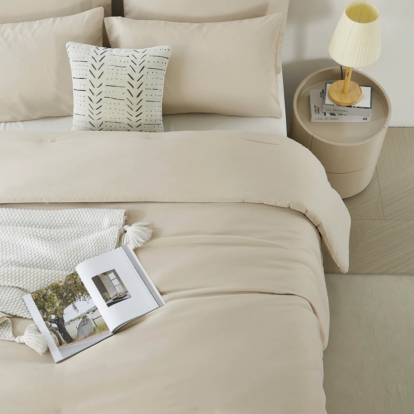 Ljustra 3PCS Solid Color Comforter Set Soft Breathable Bedding All Seasons