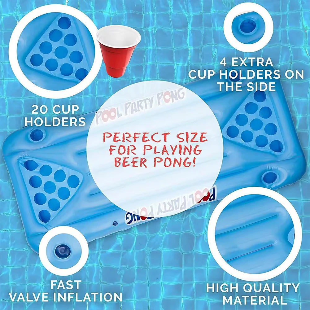 Ljustra Inflatable Pong Floaty Pool Game Table for Adults and Family