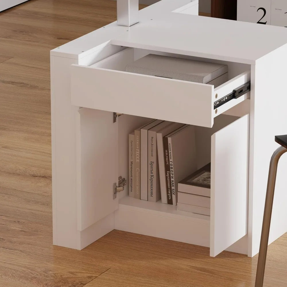 Height Adjustable Standing Desk with Drawers Electric Office Table