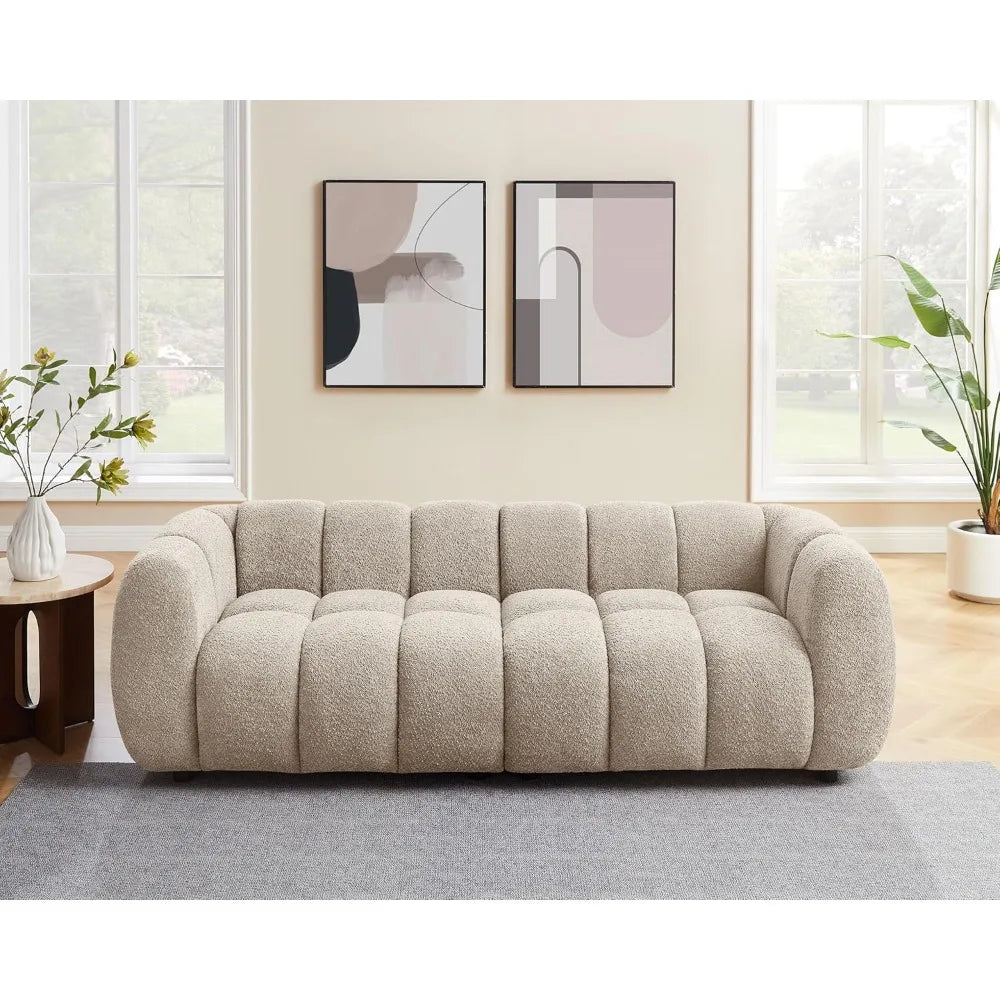Oversized 88” Boucle Sofa – Deep Seat Cloud Couch | Ljustra Hovra